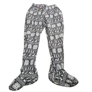 Feejays Cozy Gray & White Fair Isle Footed Pajama Pants